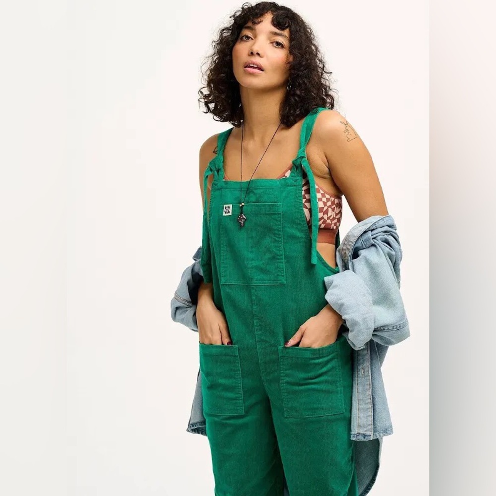 Lucy & Yak Green Corduroy Overalls, size UK 10
